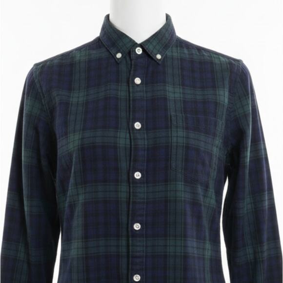 ASOS Men Shirt Size L Green Blue Plaid Button Up Long Sleeve Cotton Preppy - Picture 1 of 9